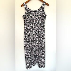 J. Jill Black Floral Midi Sleeveless Stretchy Dress  Size XS